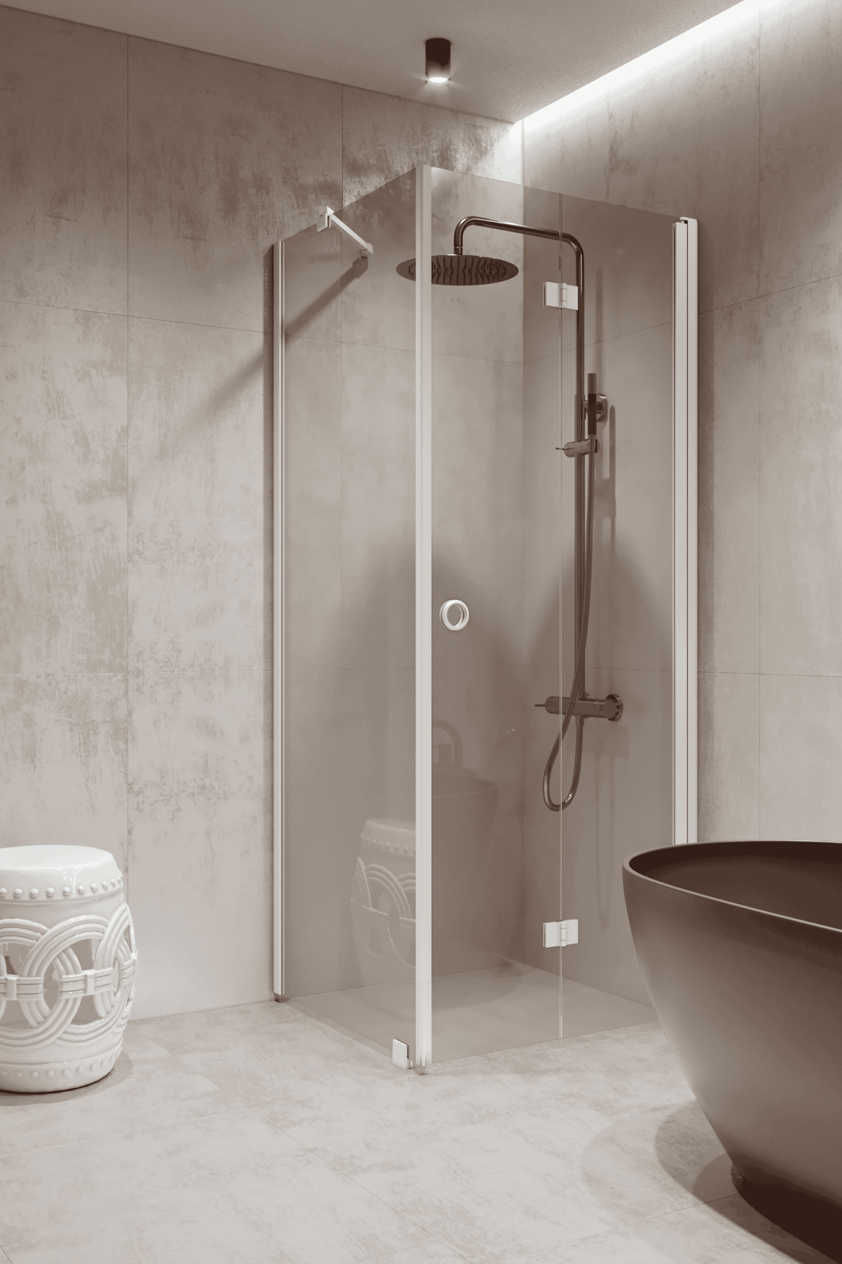 Shower enclosure Hietakari Forma 369, fixed wall + folding door