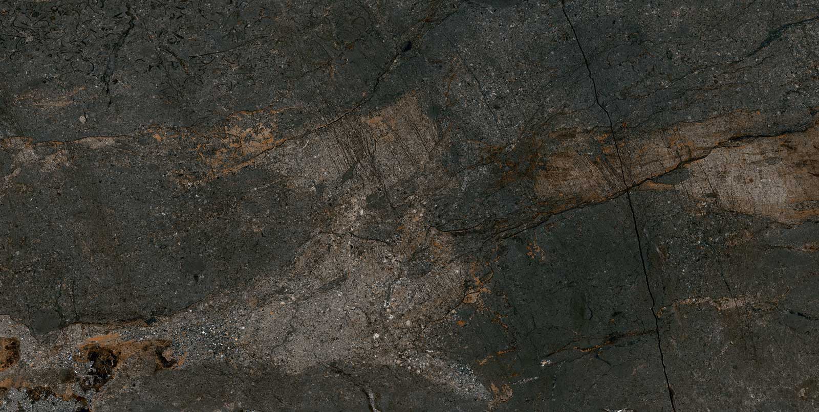 Stone-effect polished porcelain floor tile Tau Mainstone Black Pol, 60x120 cm, 10.5 mm, black, rectified