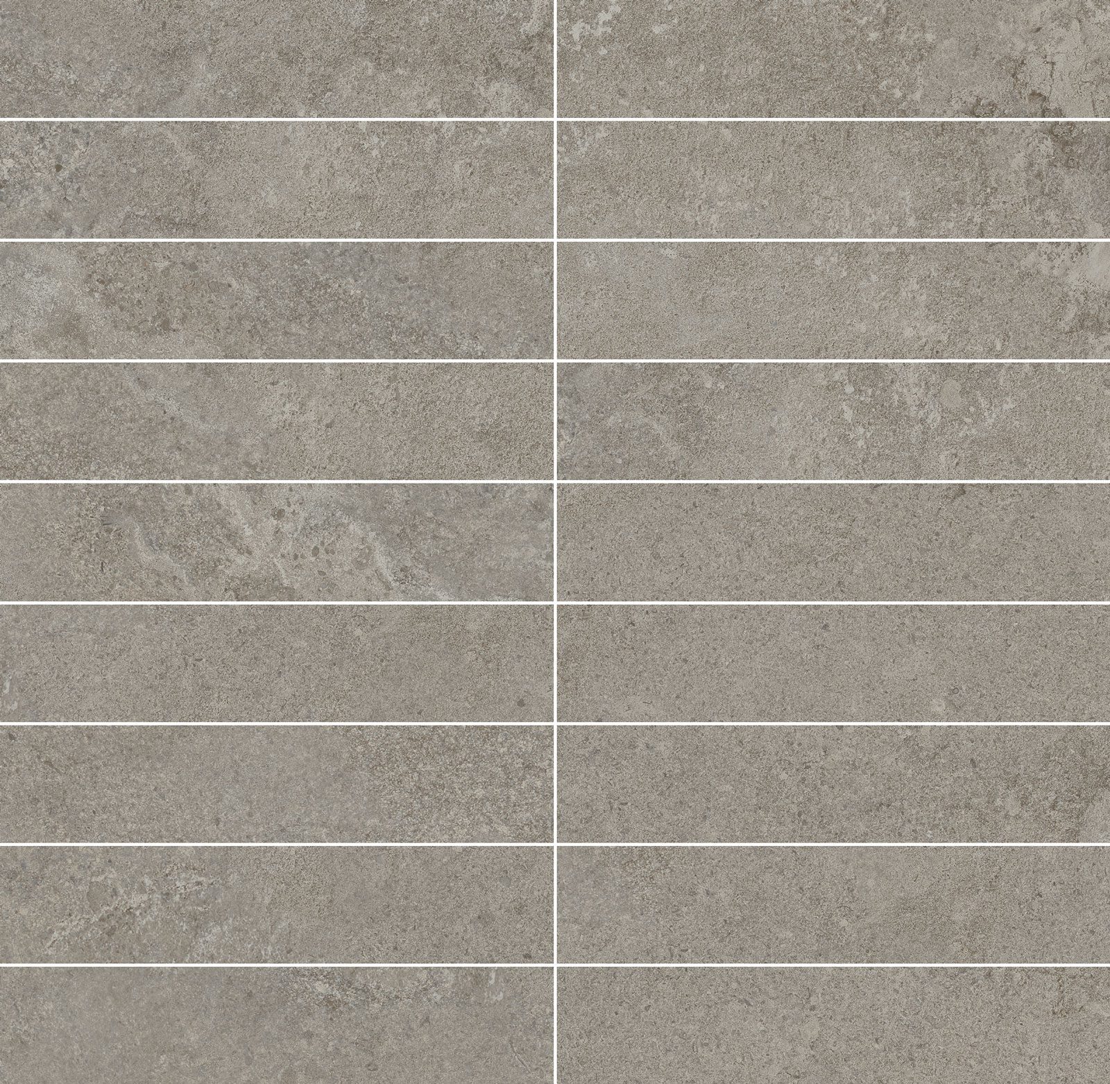 Stone-effect porcelain mosaic tile Tau Dorset Greige 3x15, 30x30 cm, greige