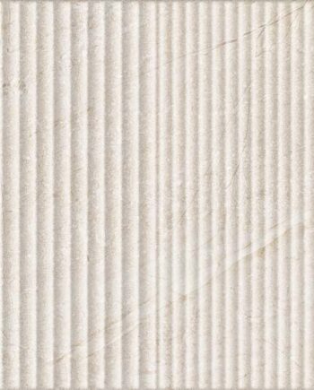 Stone-effect relief ceramic wall tile Tau Lithos Wall Relief Linen, 30x90 cm, 8.7 mm, linen beige, rectified