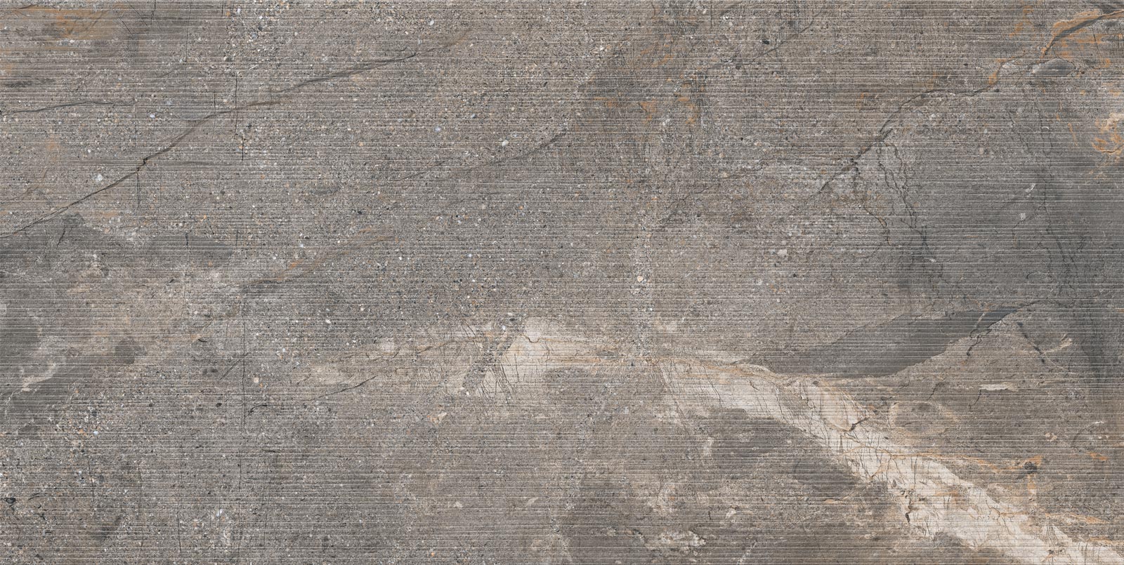 Stone-effect relief porcelain wall tile Tau Mainstone Carve Gray, 75x150 cm, 10.5 mm, grey, R10, rectified