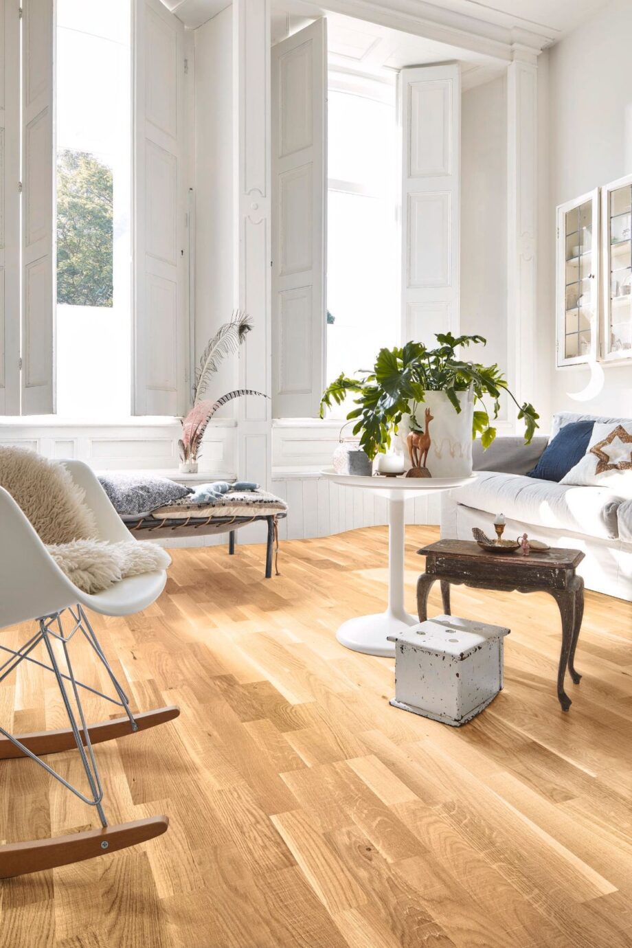 Oak parquet Meister, Longlife PC 200, Oak lively vintage 09041, 3-strip, 2400 x 200 mm, brushed, ultra matt lacquered – 2