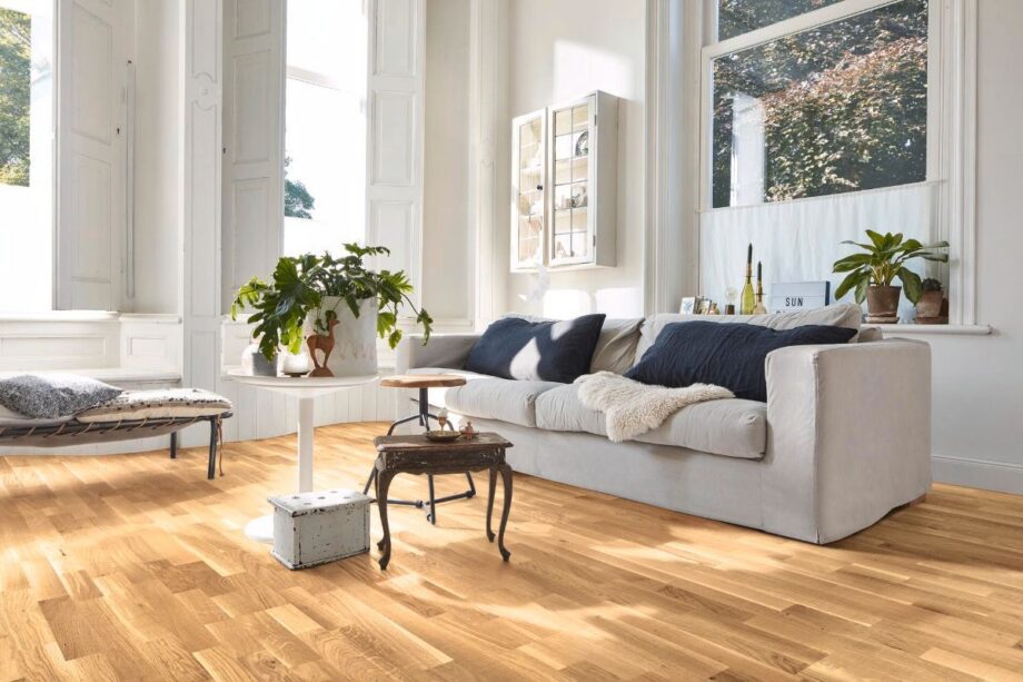 Oak parquet Meister, Longlife PC 200, Oak lively vintage 09041, 3-strip, 2400 x 200 mm, brushed, ultra matt lacquered – 3