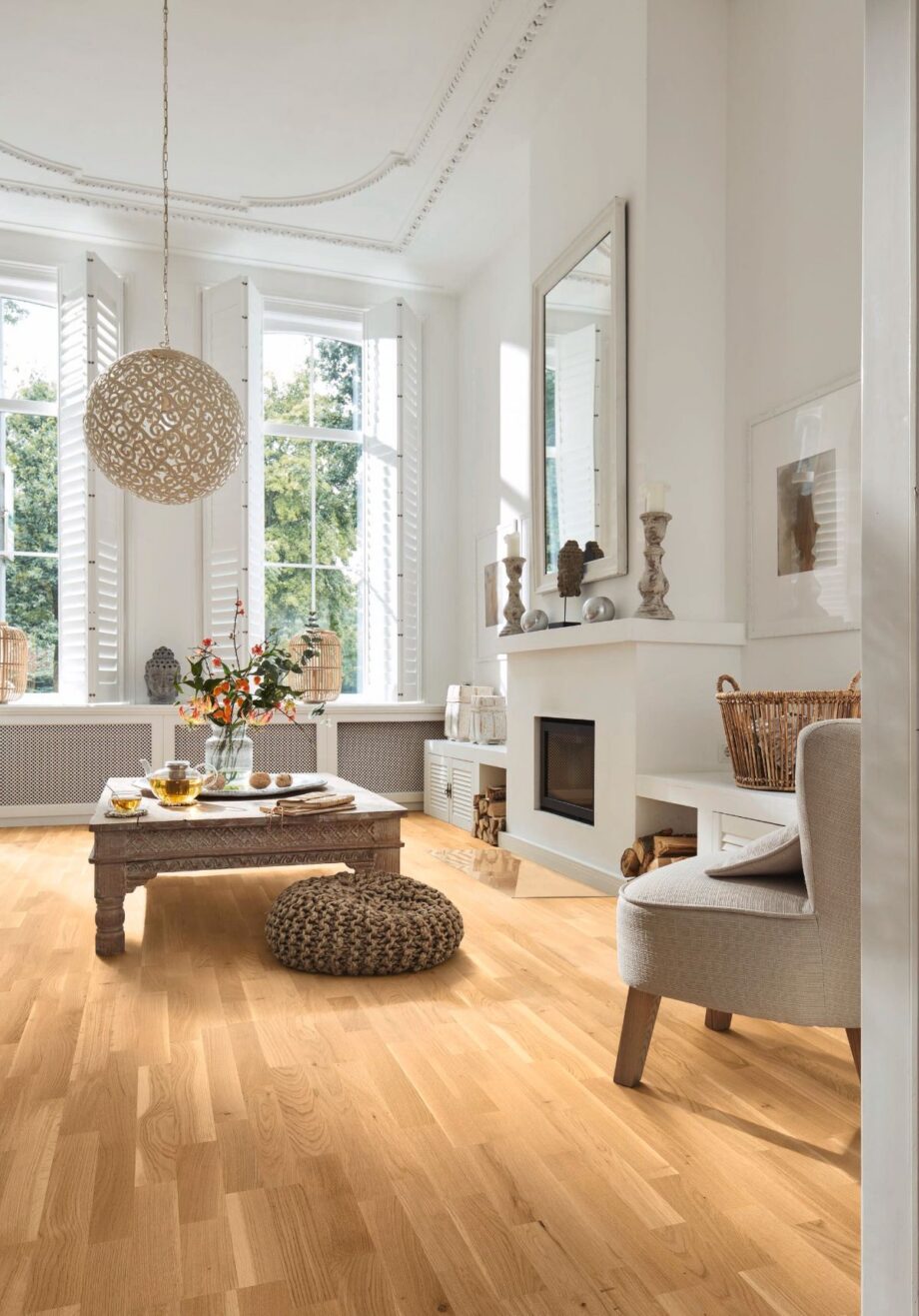 Oak parquet Meister, Longlife PC 200, Pure oak lively 09036, 3-strip, 2400 x 200 mm, brushed, ultra matt lacquered – 2