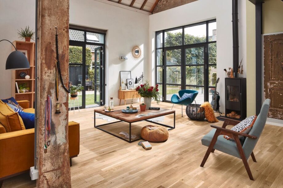 Oak parquet Meister, Longlife PC 200, White oak lively vintage 09042, 3-strip, 2400 x 200 mm, brushed, ultra matt lacquered – 3