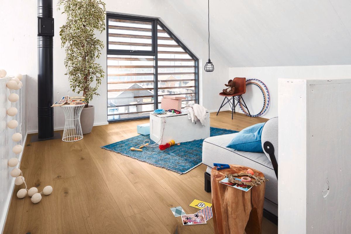 Oak parquet Meister, Longlife PD 400, Authentic greige oak 09019, 1-strip, 2200 x 180 mm, brushed, ultra matt lacquered – 3