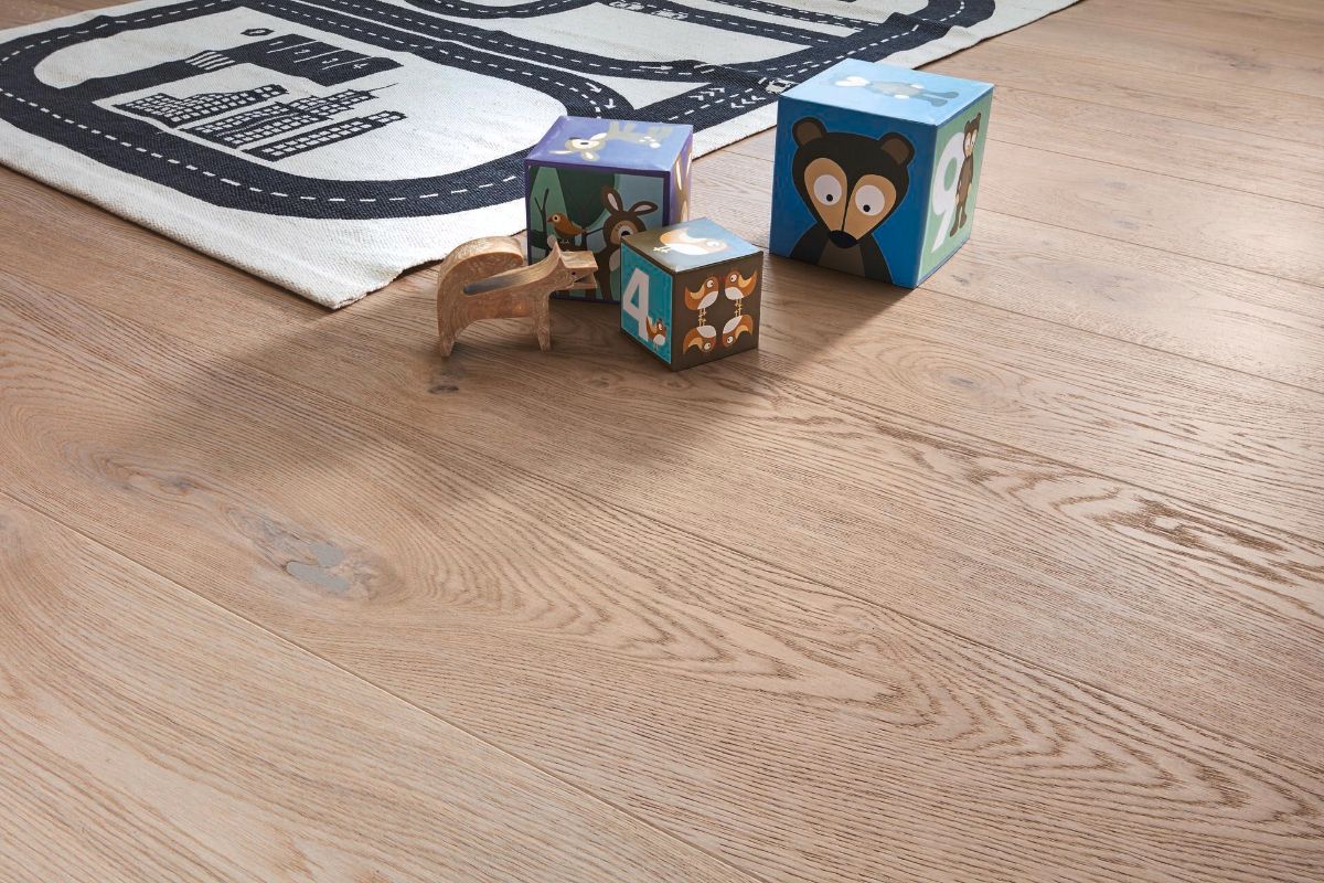 Oak parquet Meister, Longlife PD 400, Authentic off-white oak 09017, 1-strip, 2200 x 180 mm, brushed, ultra matt lacquered – 4