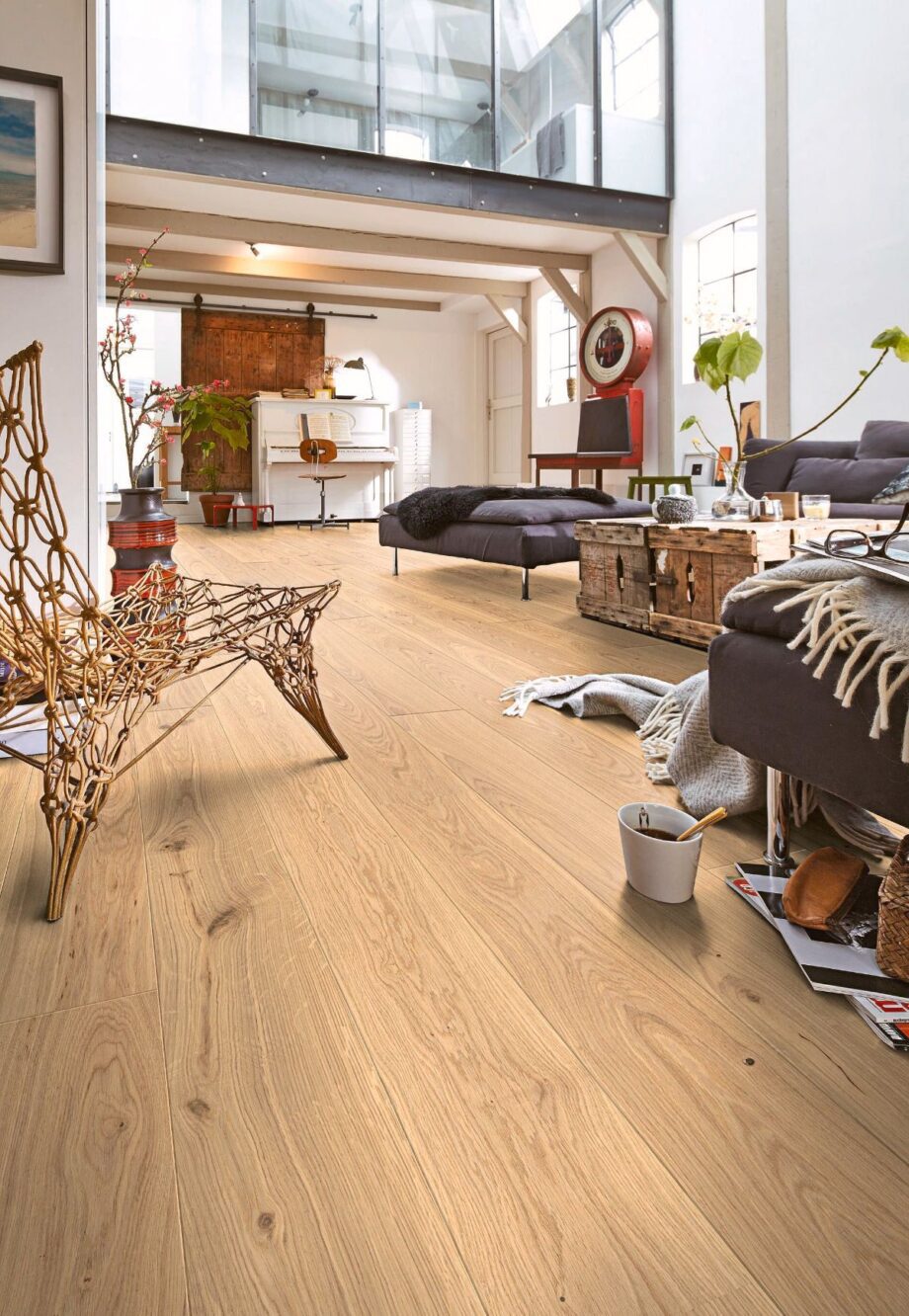 Oak parquet Meister, Longlife PD 400, Natural light oak lively 09023, 1-strip, 2200 x 180 mm, brushed, naturally oiled – 2