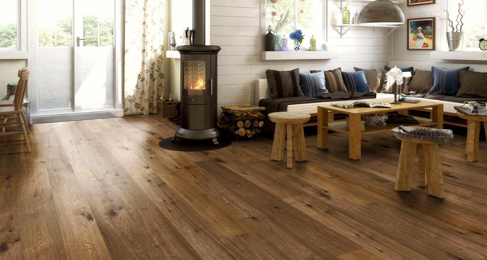 Oak parquet Thede & Witte Boston, Darkoliv, smoked, oiled, 1-strip, 1900 x 189 x 15 mm – 2
