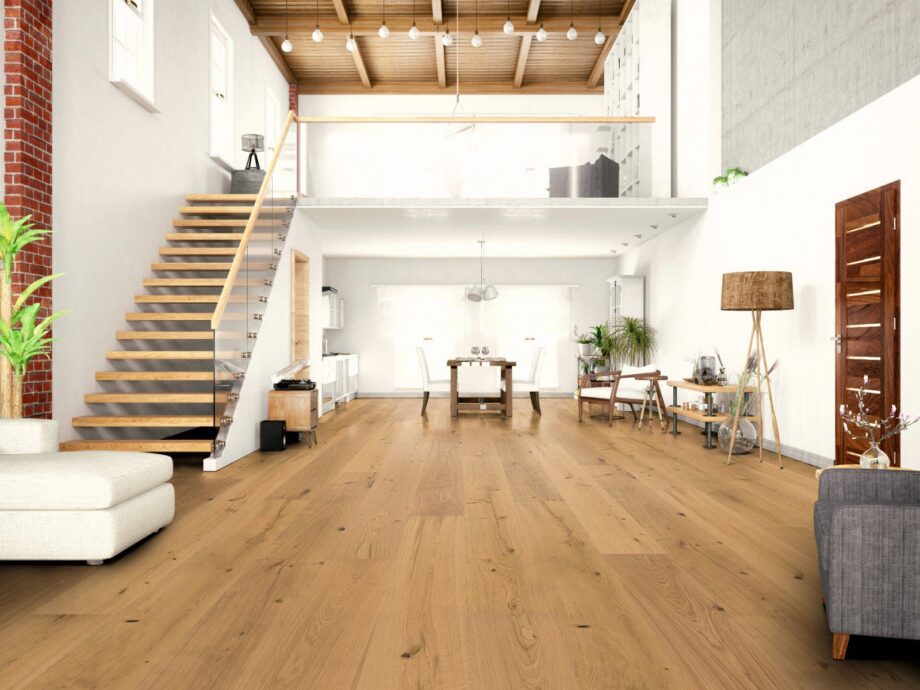 Oak parquet Thede & Witte Boston, knotty, brushed, light white oiled, 1-strip, 1900 x 189 x 15 mm – 2