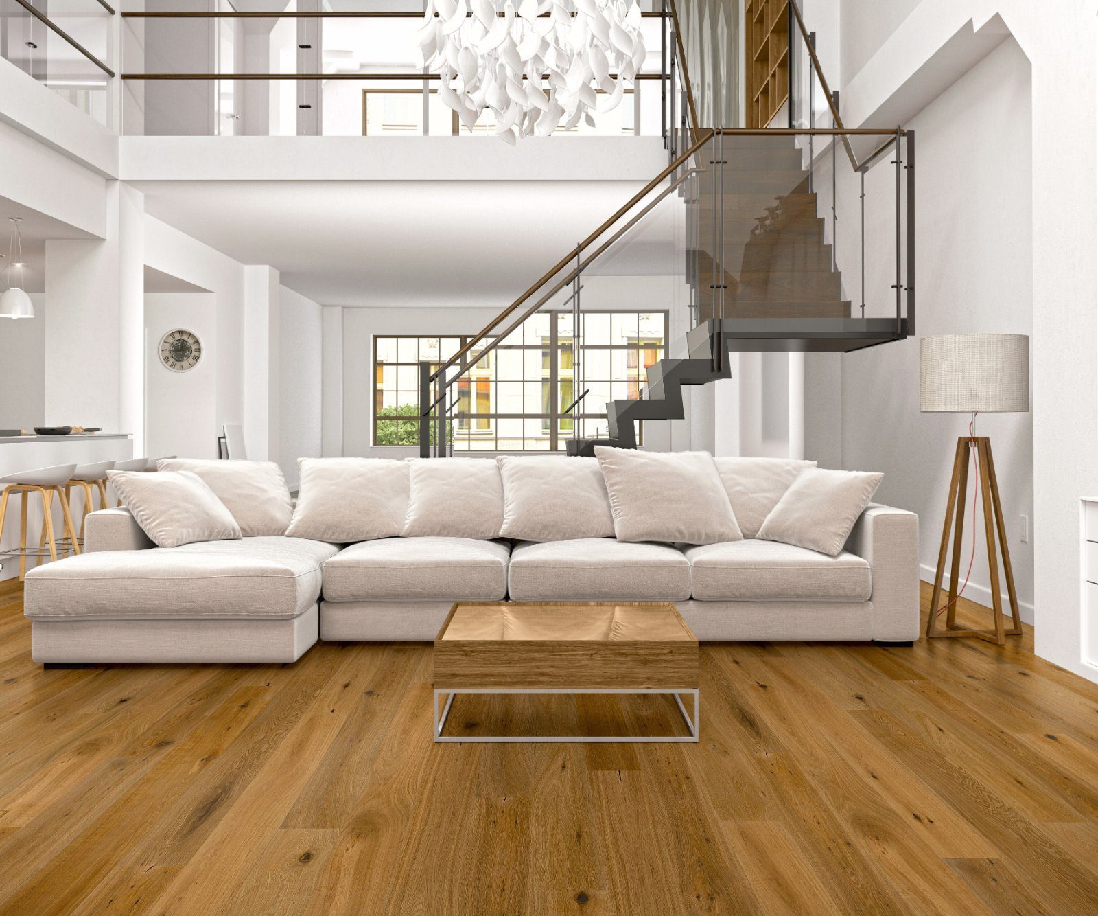 Oak parquet Thede & Witte Boston, knotty, smoked, brushed, matt lacquered, 1-strip, 1900 x 189 x 15 mm – 2