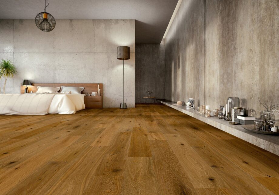 Oak parquet Thede & Witte Boston, rustic knotty, smoked, brushed, oiled, 1-strip, 1900 x 189 x 14 mm – 2