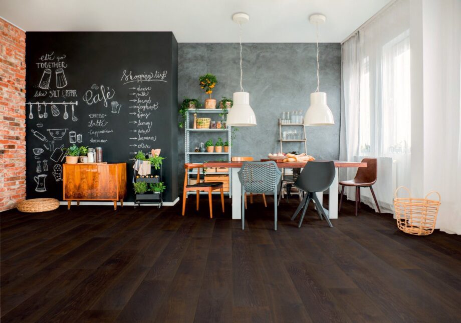 Oak parquet Thede & Witte Boston, knotty, deep smoked, brushed, oiled, 1-strip, 1900 x 189 x 15 mm – 2
