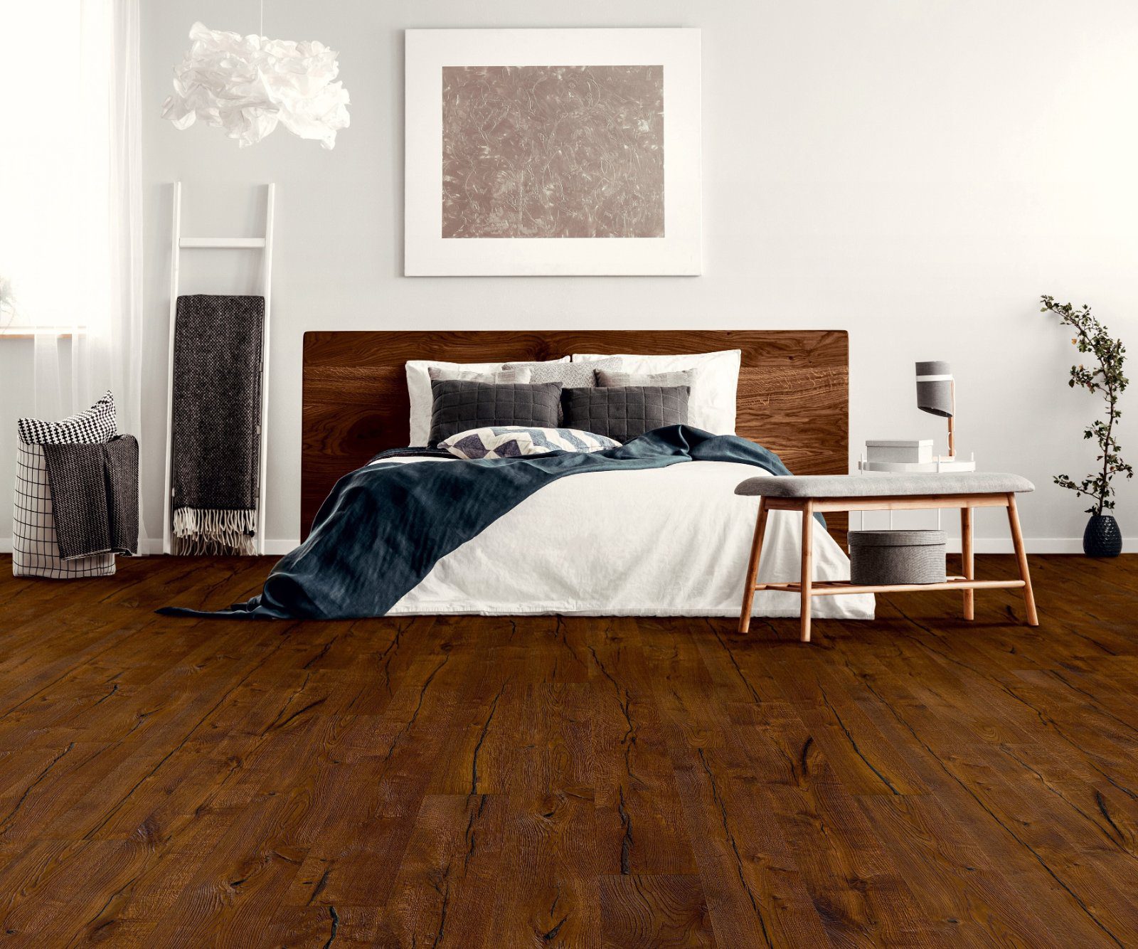Oak parquet Thede & Witte Boston Oldwood, dark smoked, oiled, 1-strip, 2200 x 220 x 15 mm – 2