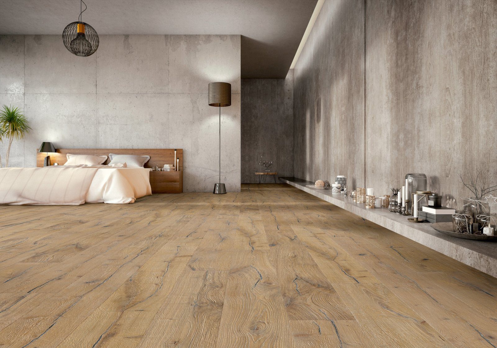 Oak parquet Thede & Witte Boston Oldwood, White Wash, white oiled, 1-strip, 2200 x 220 x 15 mm – 2