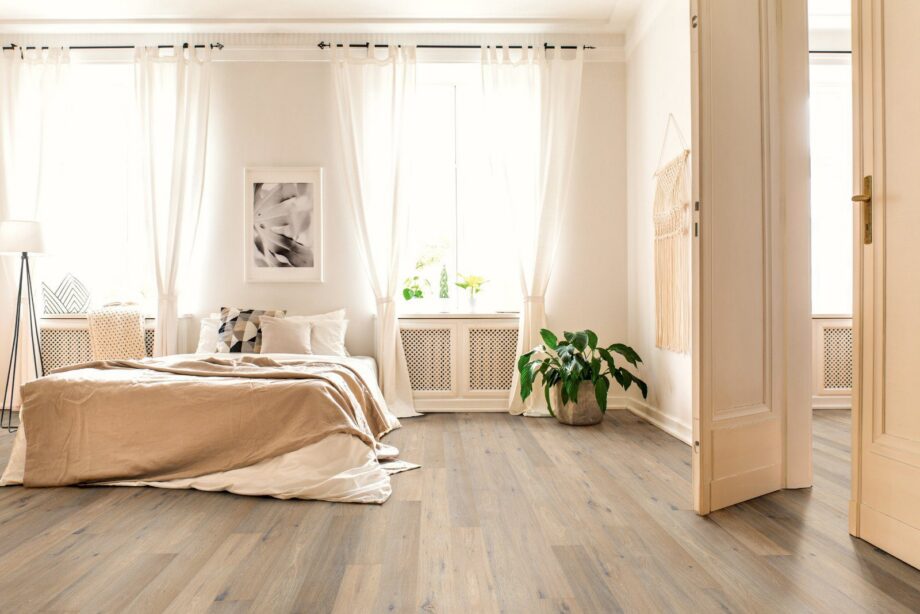 Oak parquet Thede & Witte Boston S, knotty, smoked, brushed, white oiled, 1-strip, 1860 x 148 x 10 mm – 2