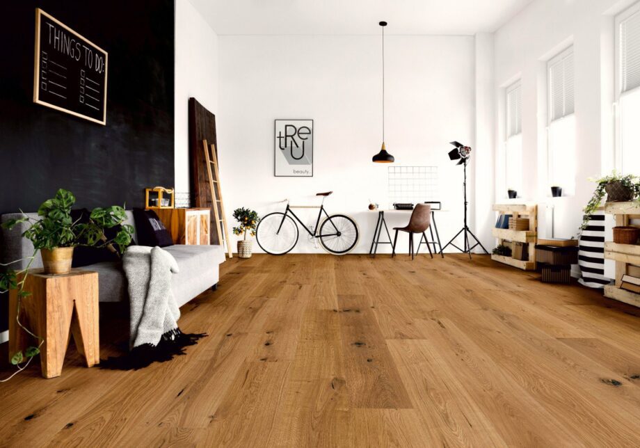 Oak parquet Thede & Witte Boston XL, rustic knotty, handscraped, oiled, 1-strip, 2200 x 260 x 15 mm – 2
