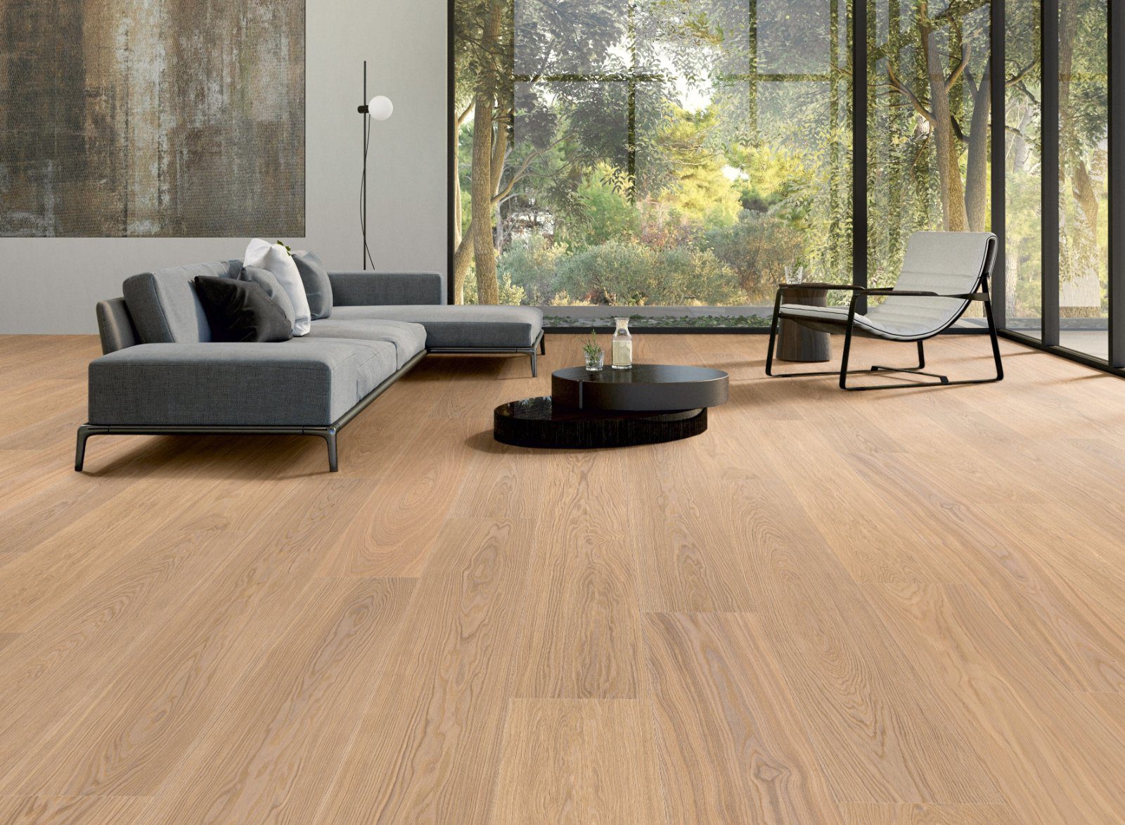 Oak parquet Thede & Witte Euro XL, nature, brushed, white oiled, 1-strip, 2230 x 254 x 14 mm – 2