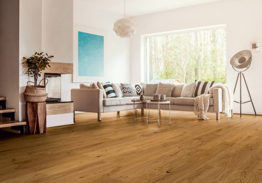 Oak parquet Thede & Witte Euro XL, knotty, brushed, oiled, 1-strip, 2230 x 254 x 14 mm – 2
