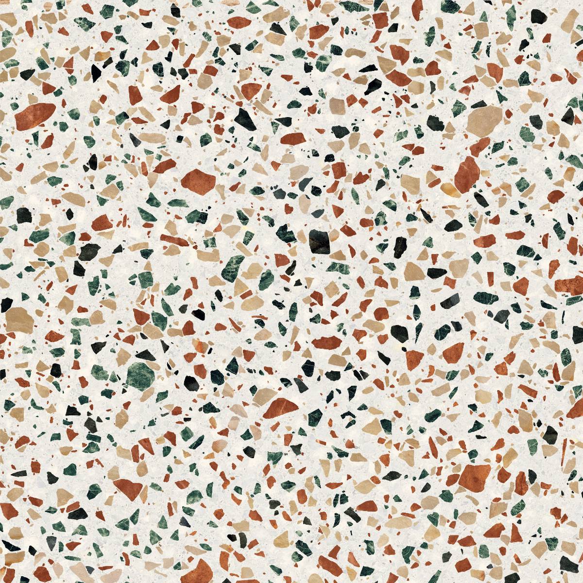 Terrazzo effect porcelain floor tile ABK Play Dots Multiwhite, 20x20 cm, 8.5 mm, matt (nat.)