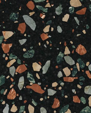 Terrazzo effect porcelain floor tile ABK Play Drops Multiblack, 20x20 cm, 8.5 mm, matt (nat.)