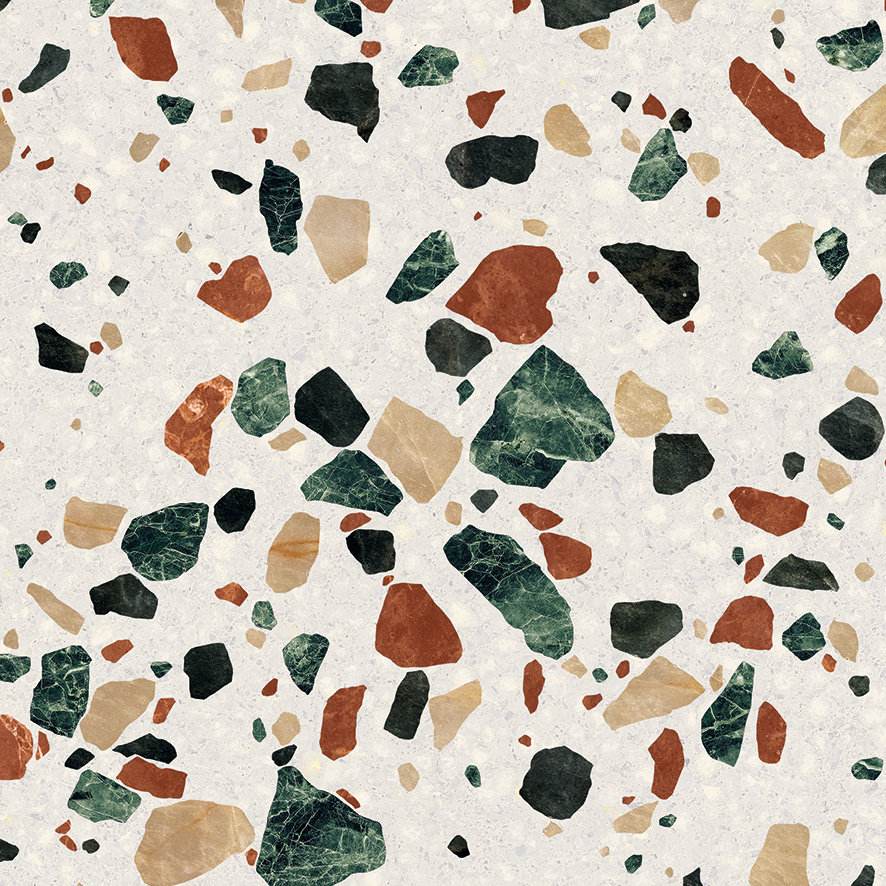 Terrazzo effect porcelain floor tile ABK Play Drops Multiwhite, 20x20 cm, 8.5 mm, matt (nat.) – 2