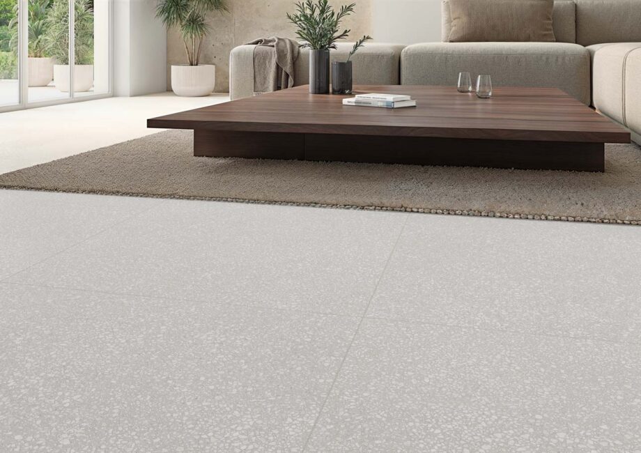 Terrazzo effect matt porcelain floor tile Tau Portobello White, 60x60 cm, 9 mm, white, R10, rectified – 2