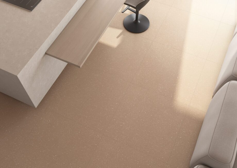 Terrazzo effect matt porcelain floor tile Tau Sassy Terracota, terracotta, R10, rectified – view 2 Terrazzo effect matt porcelain floor tile Tau Sassy Terracota, 60x120 cm, 10.5 mm, terracotta, R10, rectified – 2