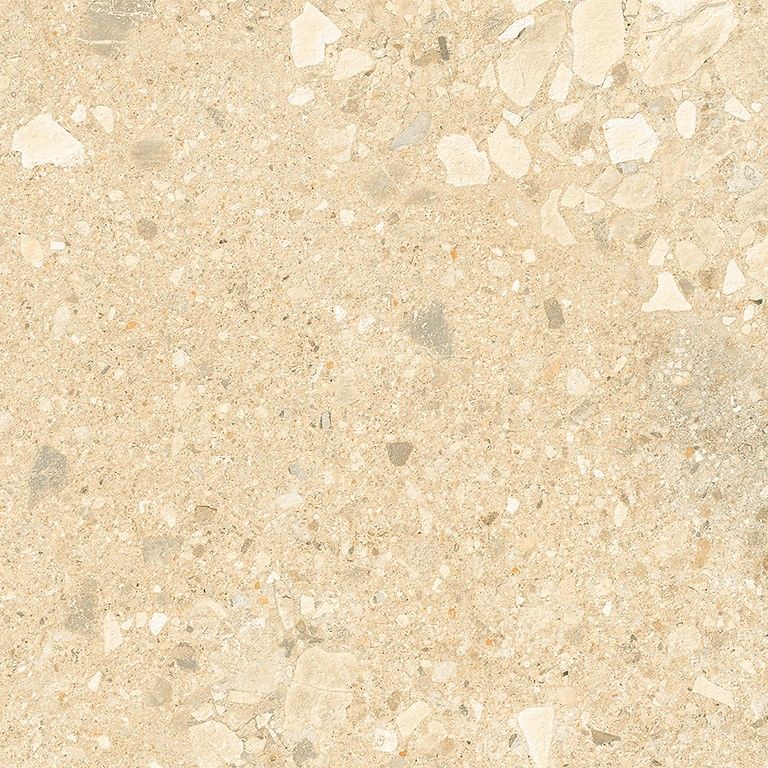 Keramisk terrassplatta i terrazzolook Terrazzo Stone Warm Beige – terrass