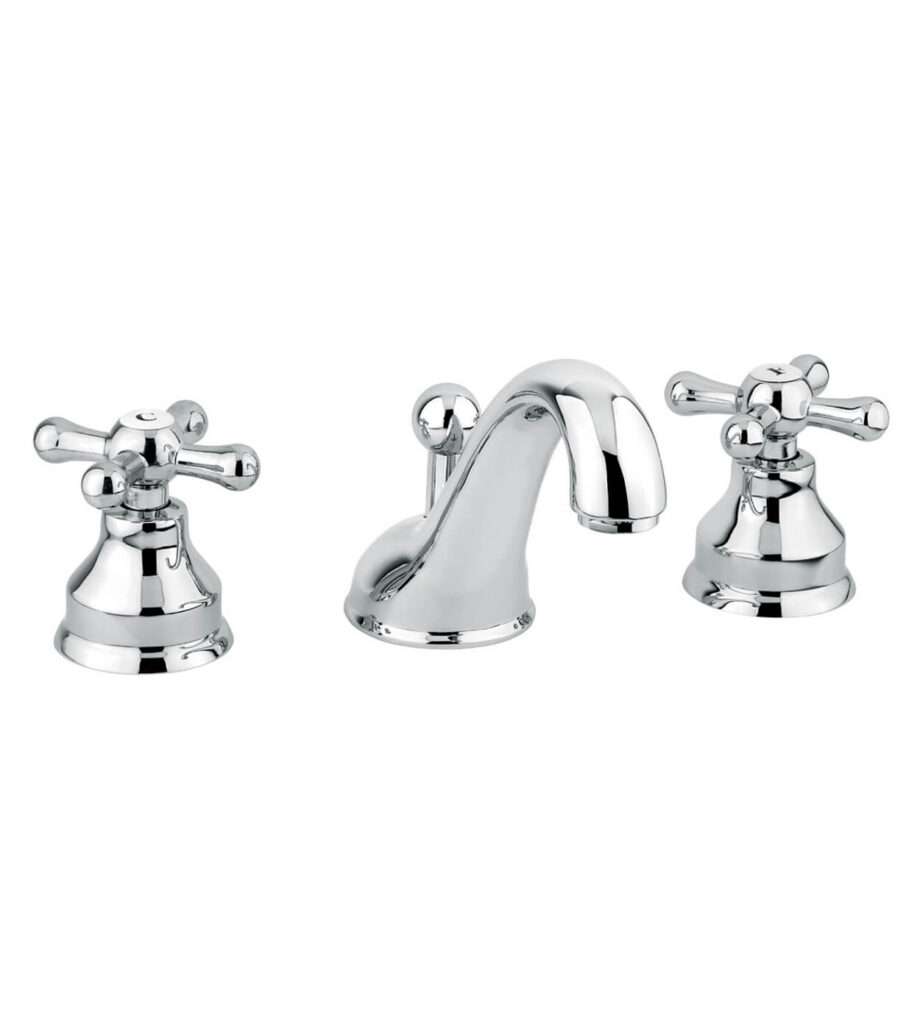 Three-hole basin mixer Emmevi Decò Classic 12033 with pop-up waste, chrome Three-hole basin mixer Emmevi Decò Classic 12033 with pop-up waste