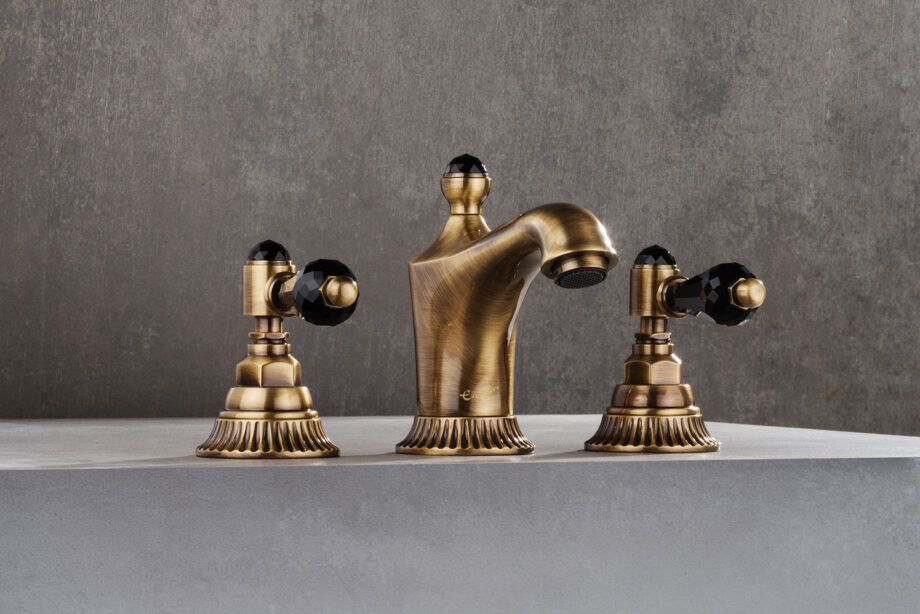 Three-hole basin mixer Emmevi The One Atena 98033 with pop-up waste, bronze, with black crystal Three-hole basin mixer Emmevi The One Atena 98033 with pop-up waste – 5