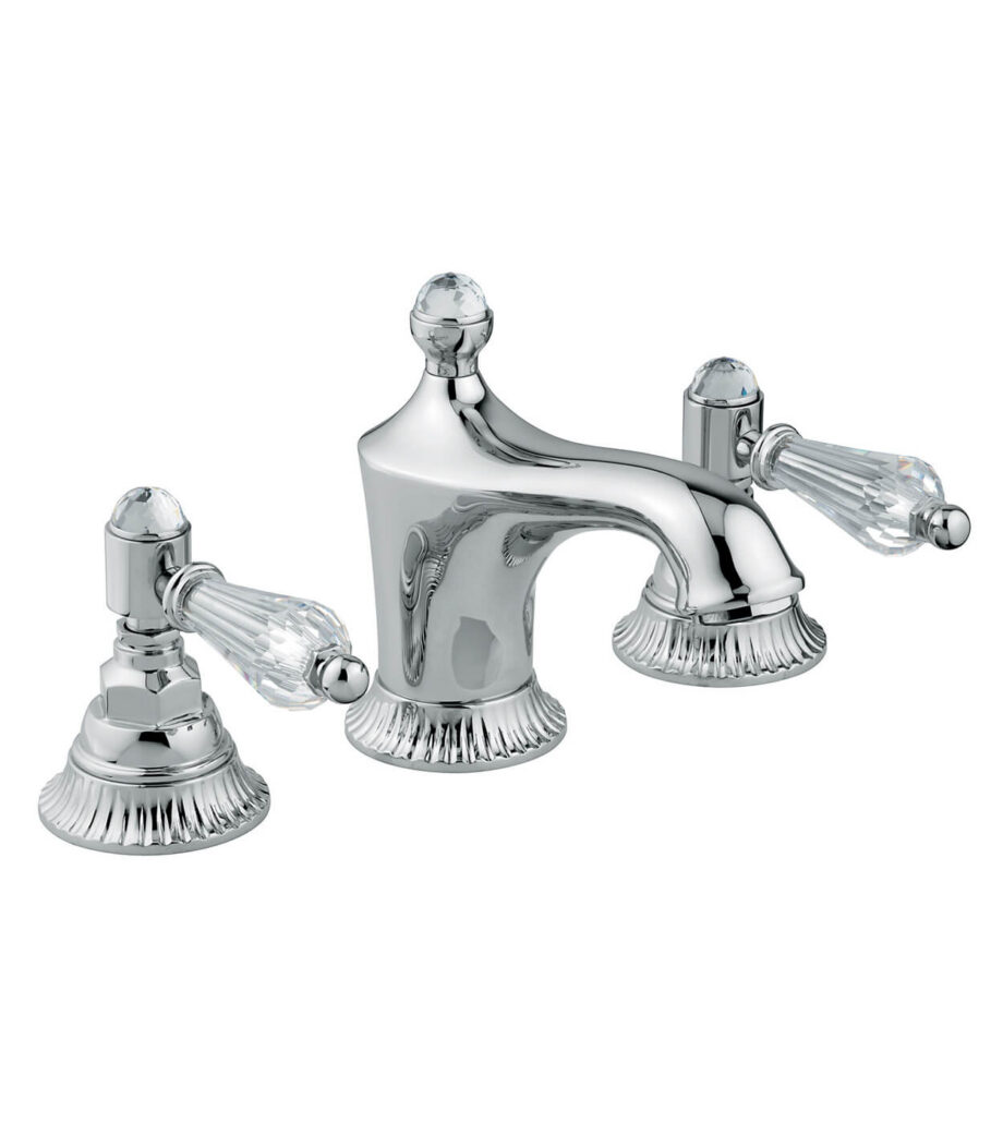 Three-hole basin mixer Emmevi The One Atena 98033 with pop-up waste, chrome, with clear crystal Three-hole basin mixer Emmevi The One Atena 98033 with pop-up waste – 2
