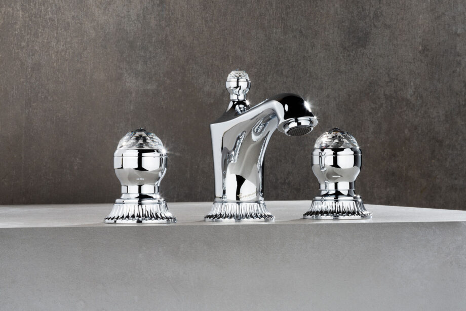 Three-hole basin mixer Emmevi The One Leda 98033 with pop-up waste, chrome, with clear crystal Three-hole basin mixer Emmevi The One Leda 98033 with pop-up waste – 3