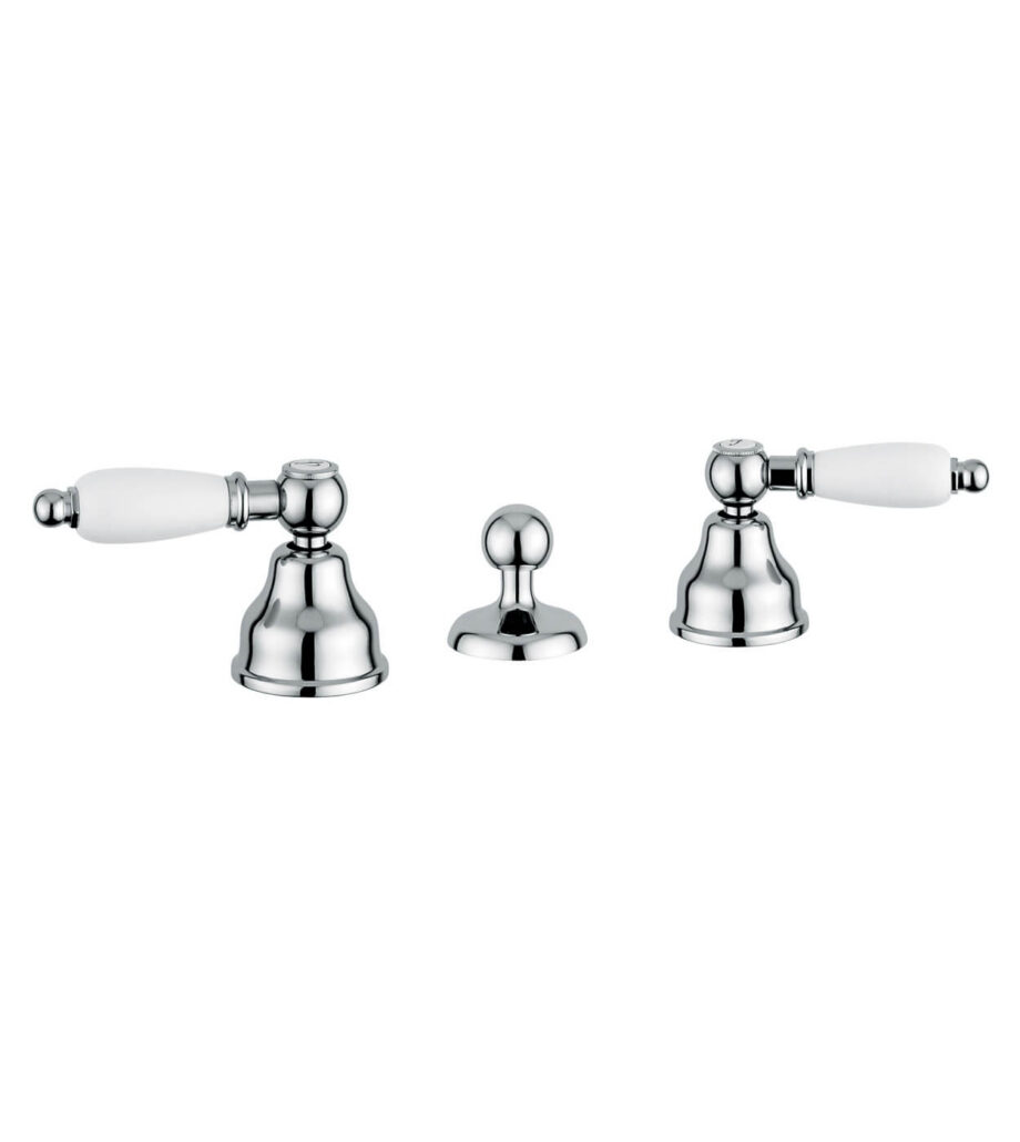 Three-hole bidet mixer Emmevi Decò Ceramic 121034 with pop-up waste, chrome Three-hole bidet mixer Emmevi Decò Ceramic 121034 with pop-up waste