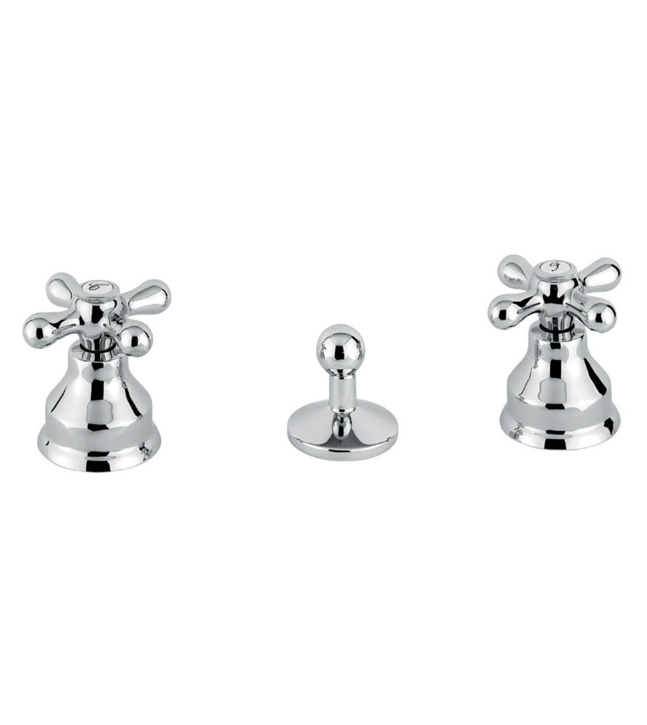 Three-hole bidet mixer Emmevi Decò Classic 12034 with pop-up waste, chrome Three-hole bidet mixer Emmevi Decò Classic 12034 with pop-up waste