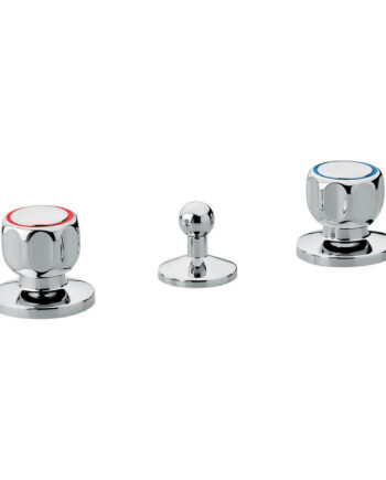 Three-hole bidet mixer Emmevi Sole 15034 with pop-up waste