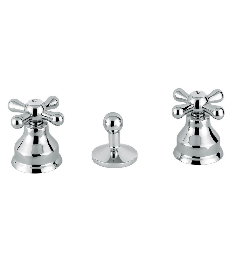 Three-hole bidet mixer Emmevi Stella 17034 with pop-up waste, chrome Three-hole bidet mixer Emmevi Stella 17034 with pop-up waste