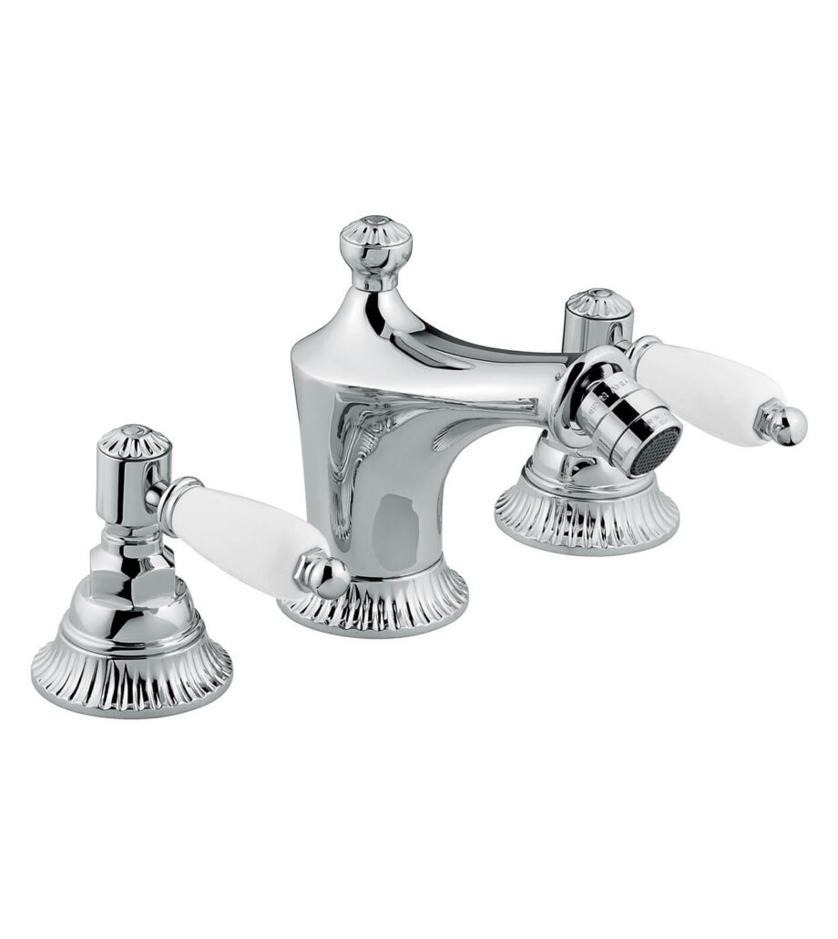 Three-hole bidet mixer Emmevi The One Atena 98044 with pop-up waste, chrome, without crystal Three-hole bidet mixer Emmevi The One Atena 98044 with pop-up waste
