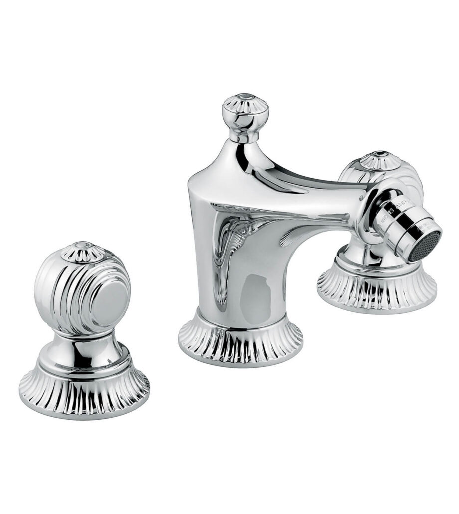 Three-hole bidet mixer Emmevi The One Cloe 98044 with pop-up waste, chrome, without crystal Three-hole bidet mixer Emmevi The One Cloe 98044 with pop-up waste