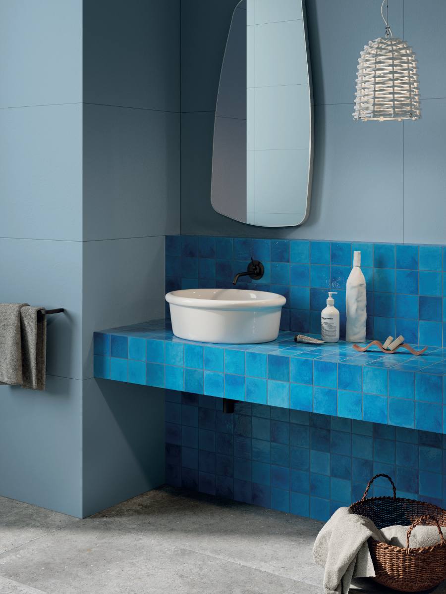 Coloured ceramic wall tile ABK Poetry Colors Blue, 10x10 cm, 8.5 mm, glazed, handcrafted look – 3