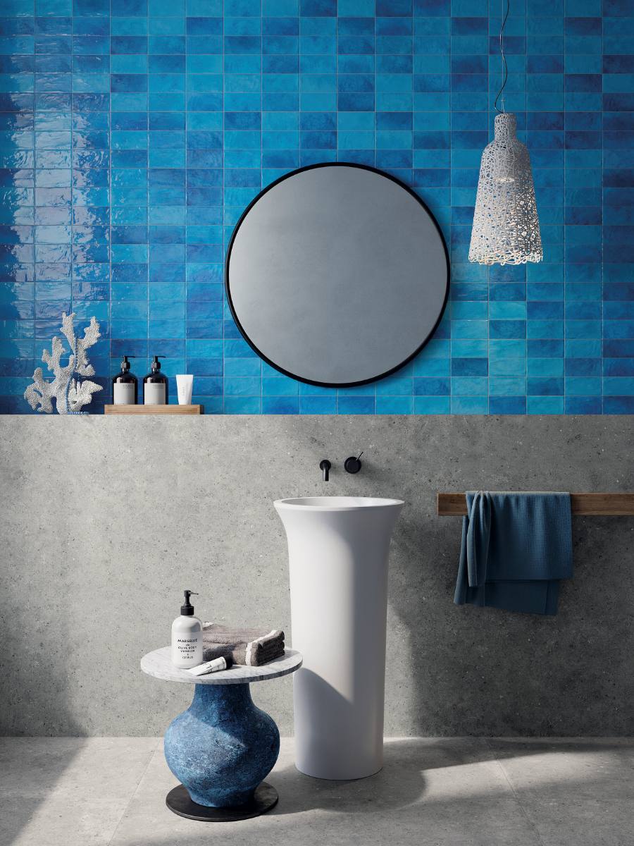 Coloured ceramic wall tile ABK Poetry Colors Blue, 10x10 cm, 8.5 mm, glazed, handcrafted look – 4