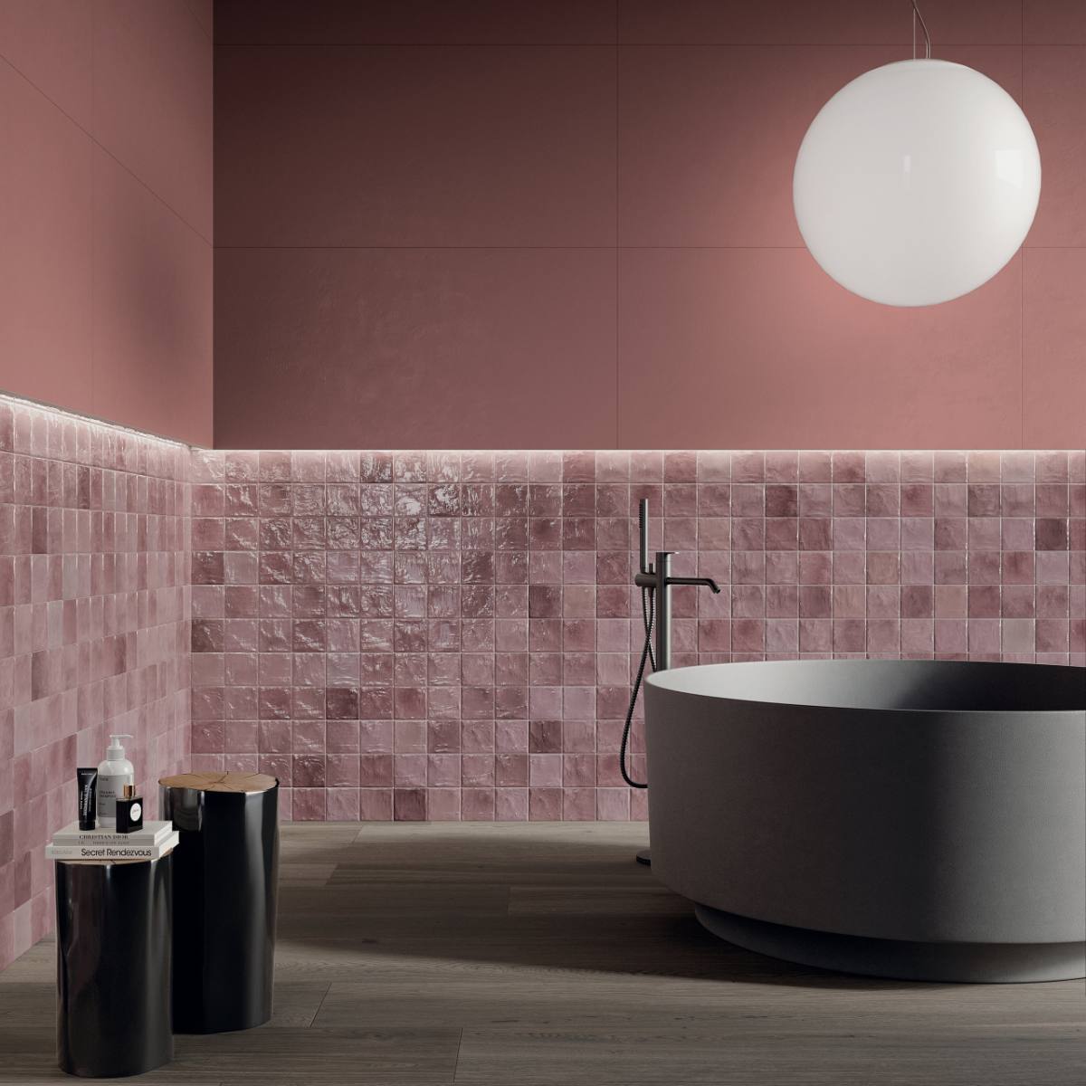 Coloured ceramic wall tile ABK Poetry Colors Blush, 10x10 cm, 8.5 mm, glazed, handcrafted look – 4