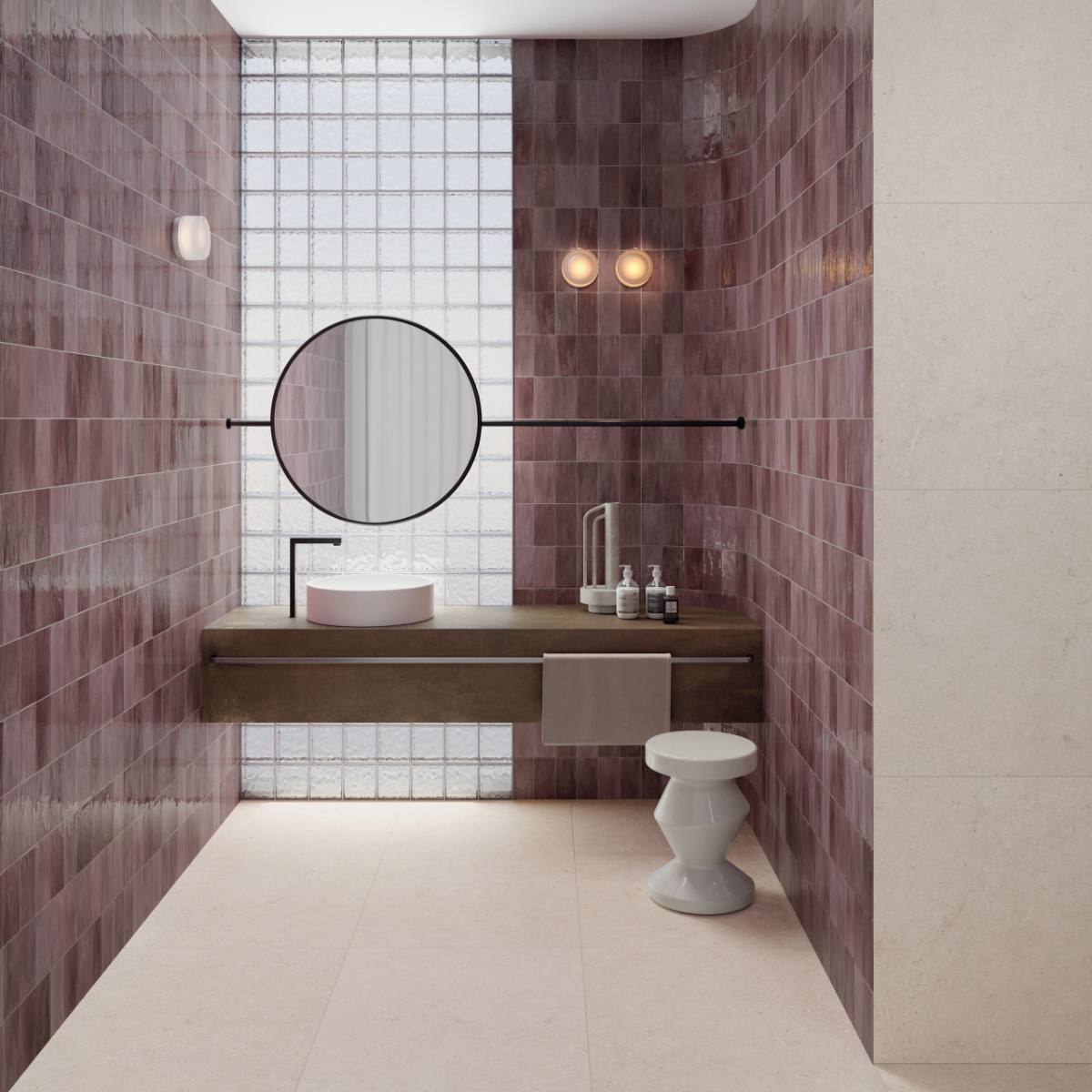 Coloured ceramic wall tile ABK Poetry Colors Blush, 10x10 cm, 8.5 mm, glazed, handcrafted look – 5