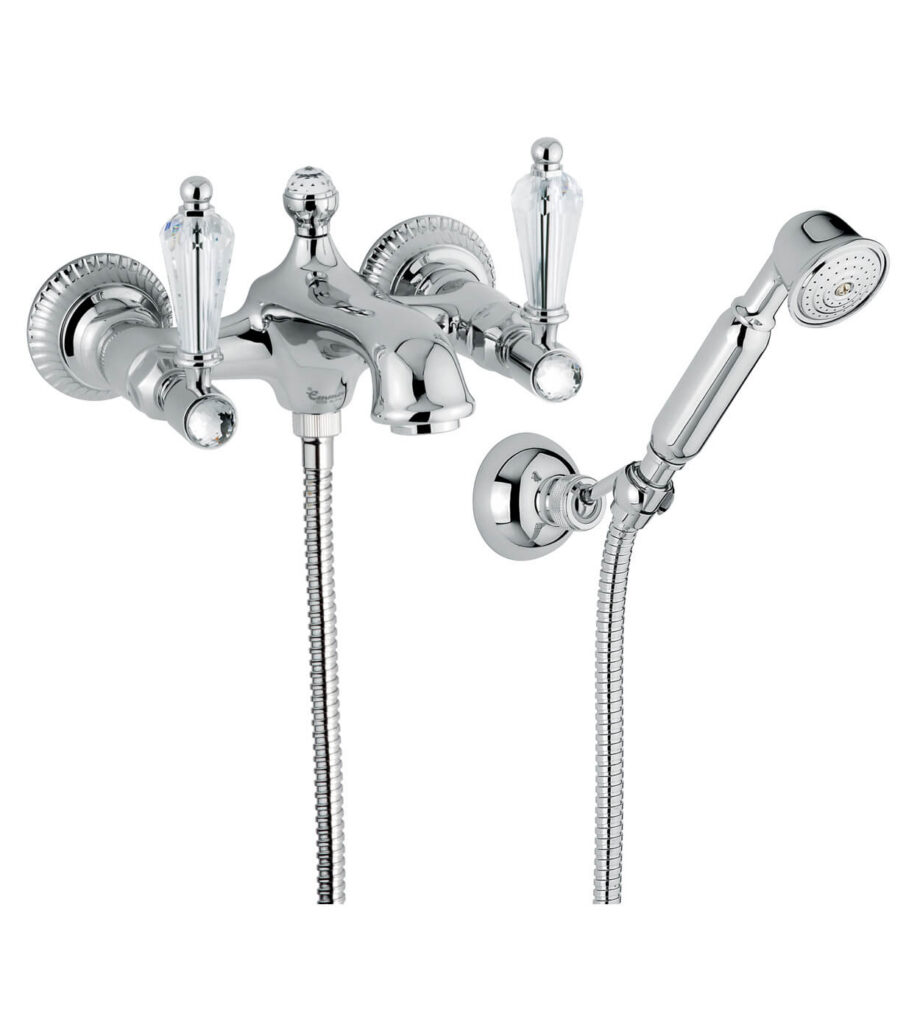 Wall-mounted bath mixer Emmevi The One Atena 98001, chrome, with clear crystal, mixer + shower set Wall-mounted bath mixer Emmevi The One Atena 98001 – 4