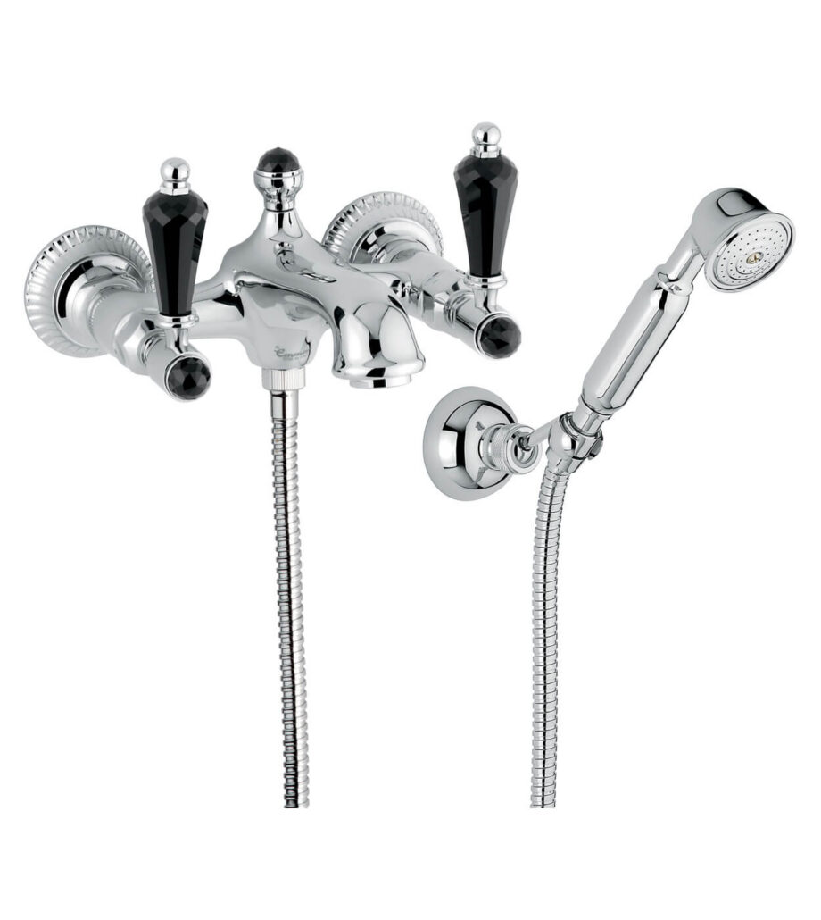 Wall-mounted bath mixer Emmevi The One Atena 98001, chrome, with black crystal, mixer + shower set Wall-mounted bath mixer Emmevi The One Atena 98001 – 6