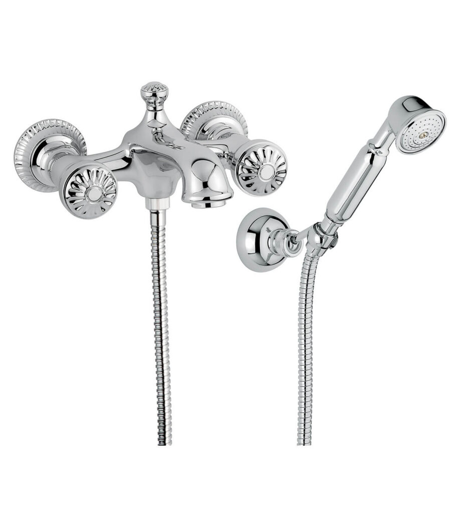 Wall-mounted bath mixer Emmevi The One Leda 98001, chrome, without crystal, mixer + shower set Wall-mounted bath mixer Emmevi The One Leda 98001 – 2