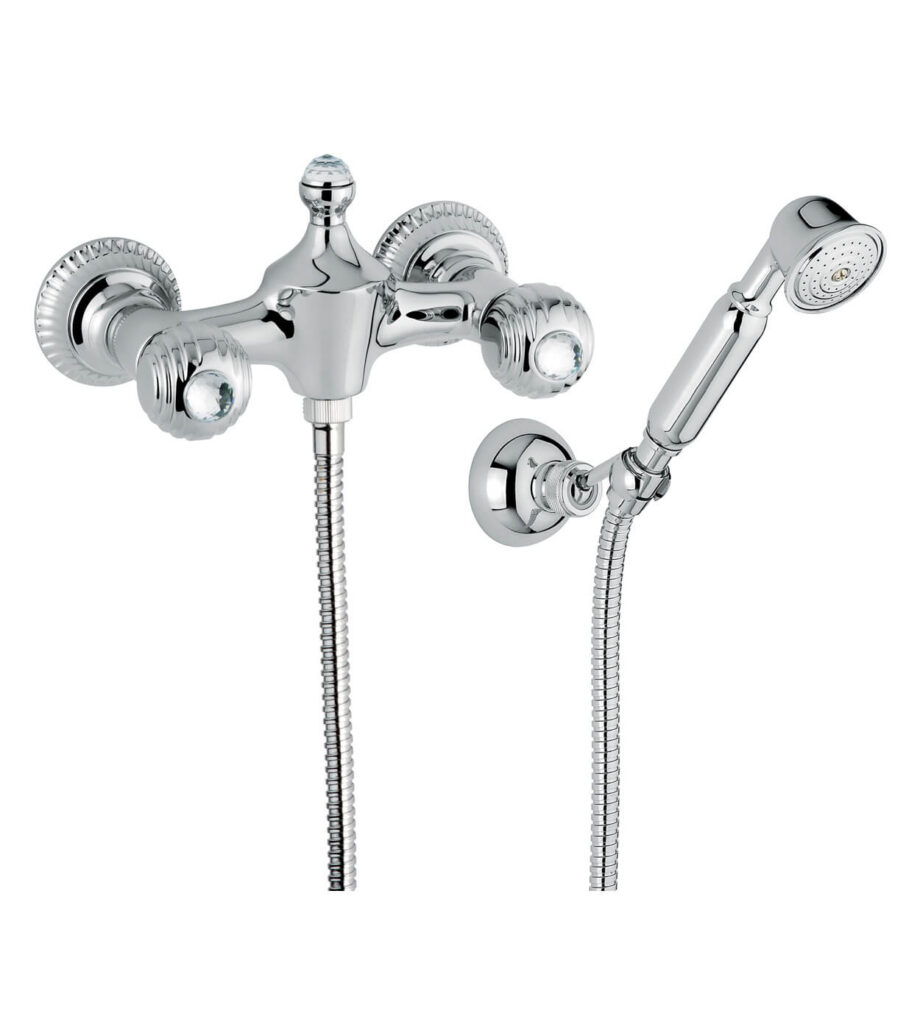 Wall-mounted shower mixer Emmevi The One Cloe 98002, chrome, with clear crystal, mixer + shower set Wall-mounted shower mixer Emmevi The One Cloe 98002 – 4