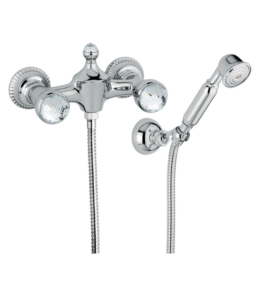 Wall-mounted shower mixer Emmevi The One Leda 98002, chrome, with clear crystal, mixer + shower set Wall-mounted shower mixer Emmevi The One Leda 98002 – 4