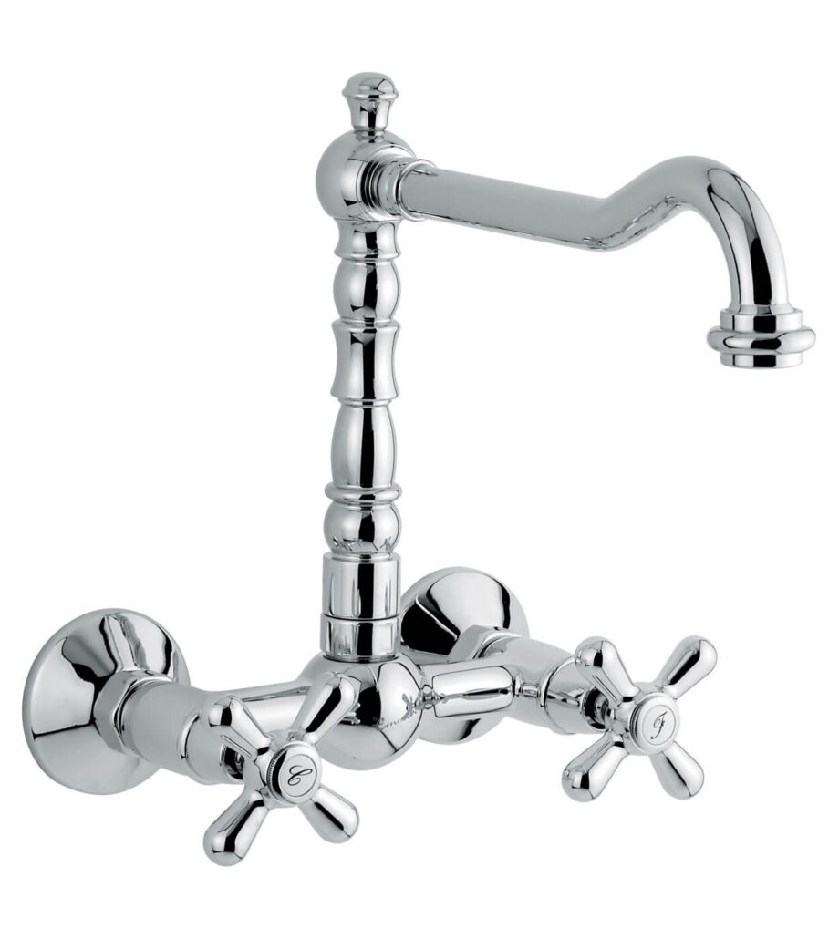 Wall-mounted two-handle kitchen mixer Emmevi Decò Old 12645, chrome Wall-mounted two-handle kitchen mixer Emmevi Decò Old 12645