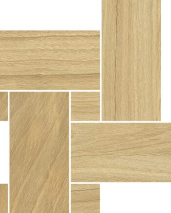 Wood effect porcelain mosaic tile Tau Loire Camel Legno, 22x22 cm, camel